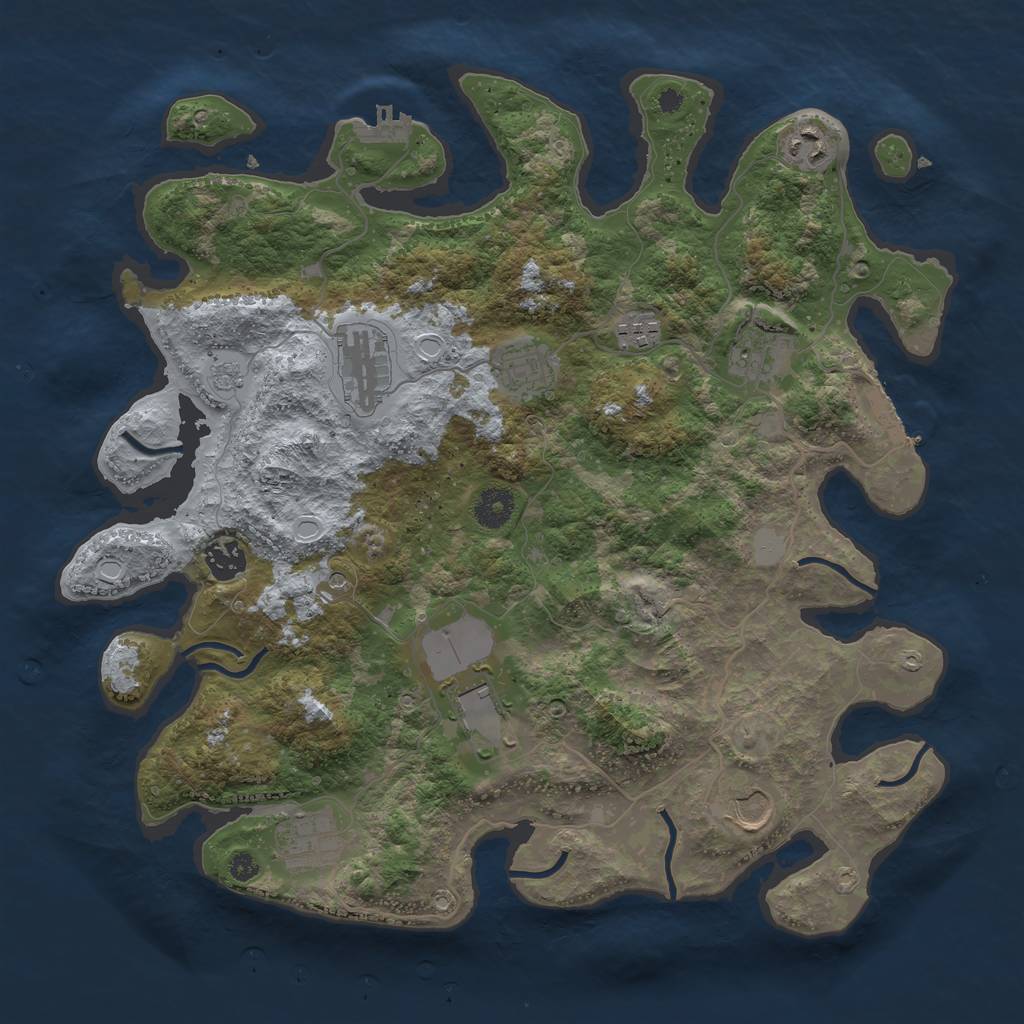 Rust Map: Procedural Map, Size: 3800, Seed: 896141413, 16 Monuments