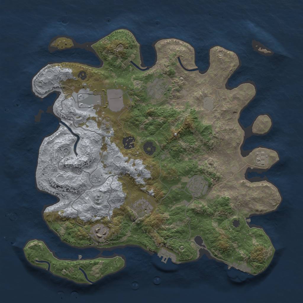 Rust Map: Procedural Map, Size: 3500, Seed: 9811257, 14 Monuments