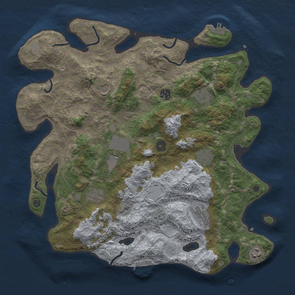 Rust Map: Procedural Map, Size: 4000, Seed: 16011977, 16 Monuments