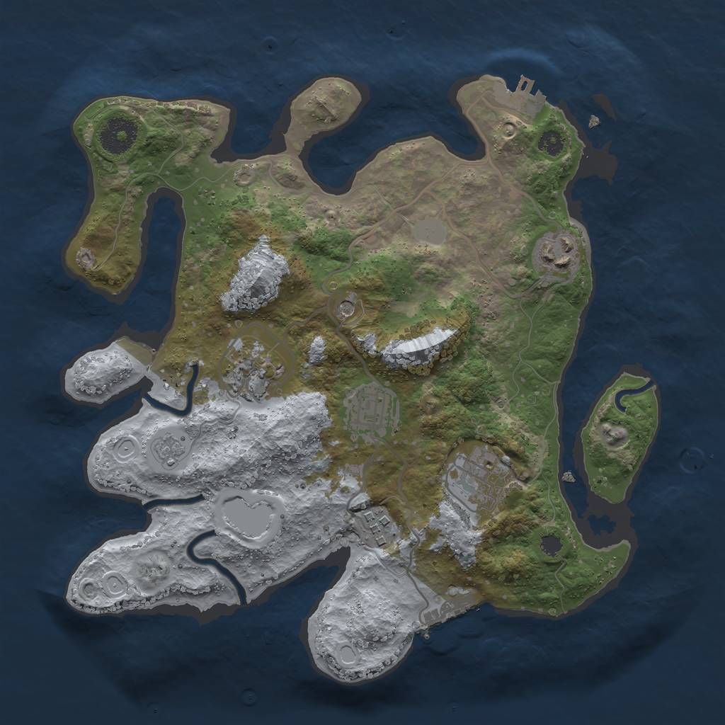 Rust Map: Procedural Map, Size: 3000, Seed: 20641, 12 Monuments