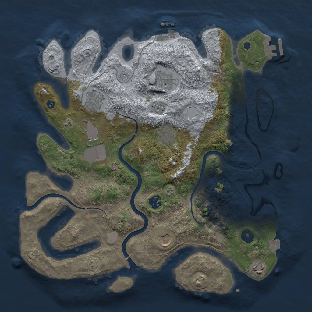 Rust Map: Procedural Map, Size: 3670, Seed: 150, 14 Monuments