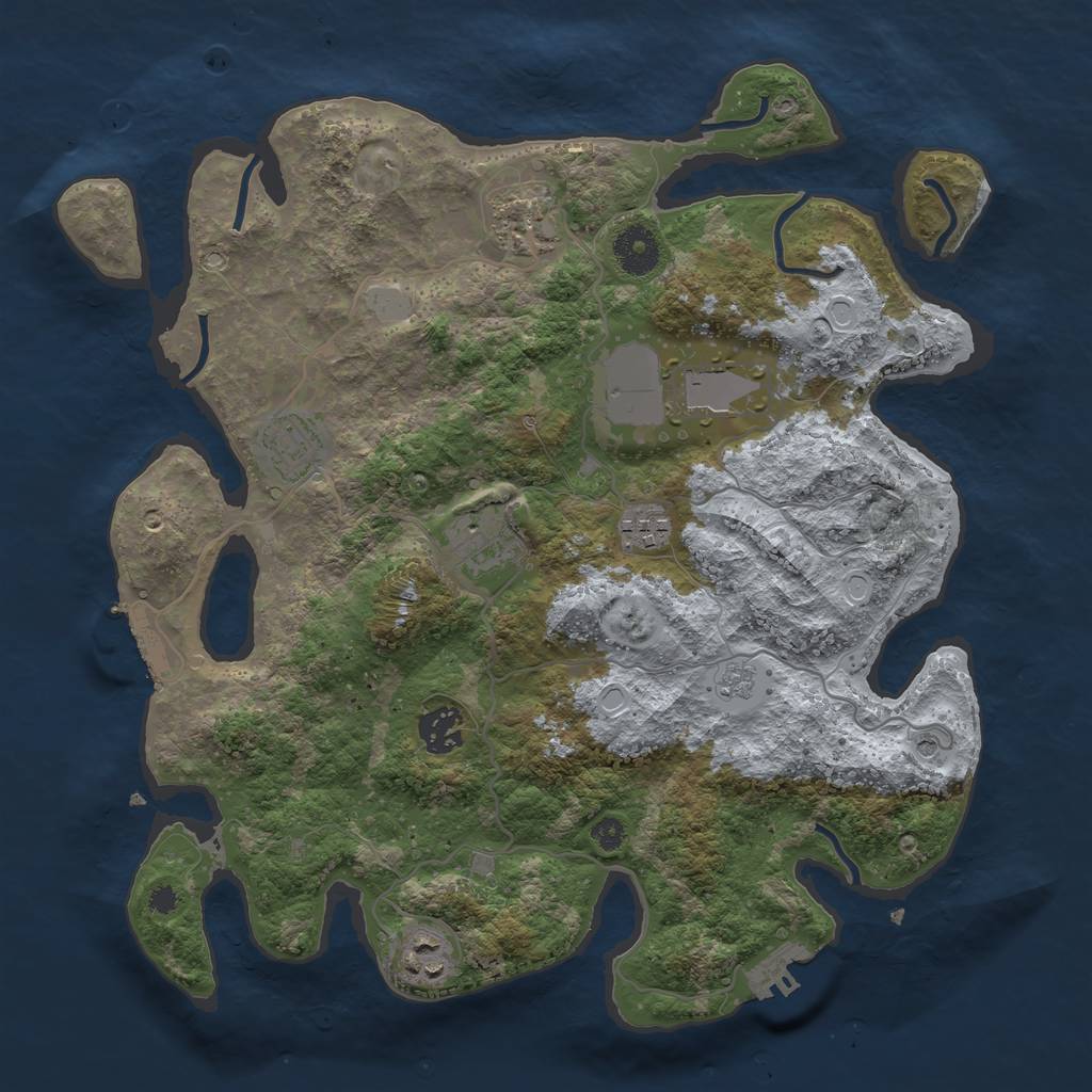 Rust Map: Procedural Map, Size: 3500, Seed: 652283694, 14 Monuments