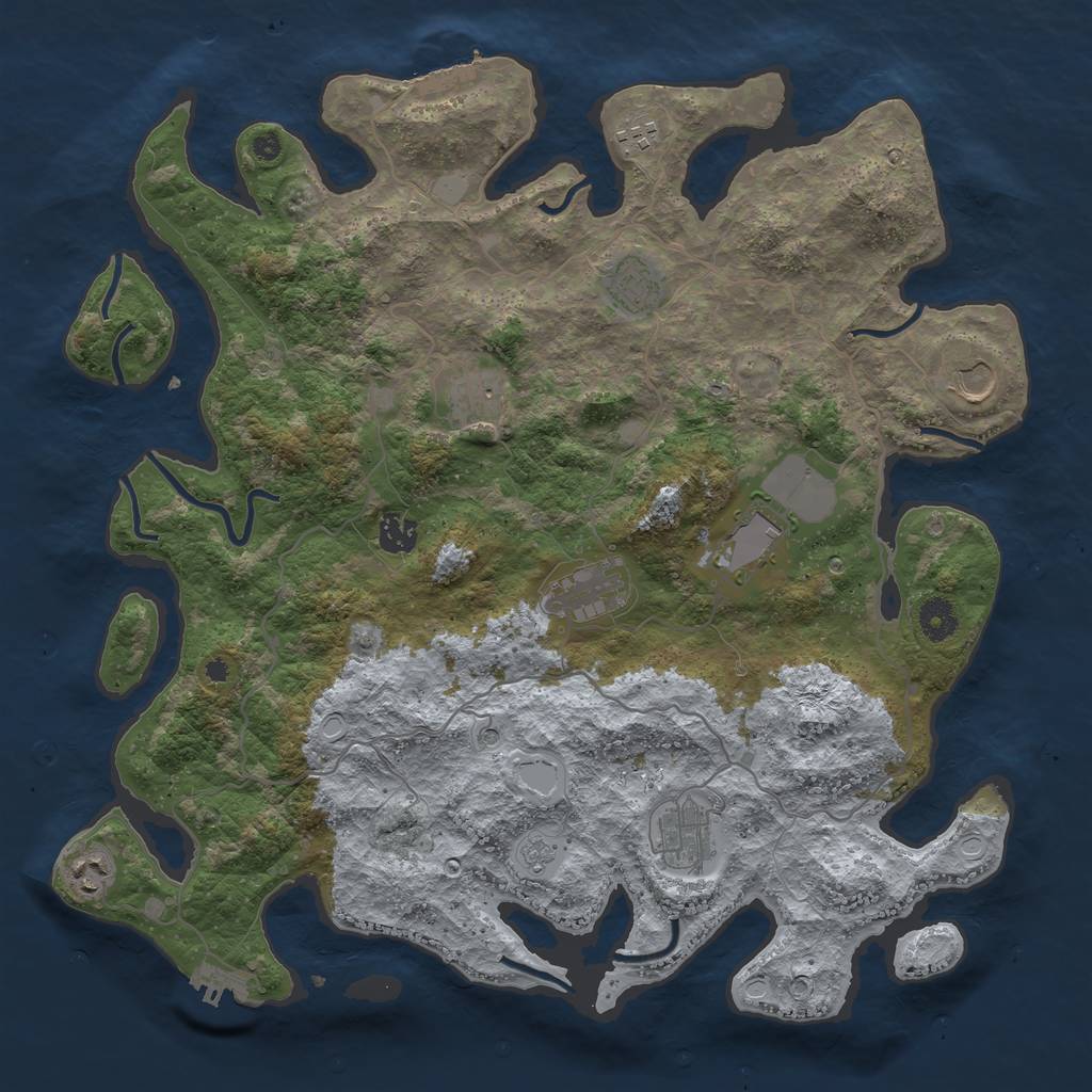 Rust Map: Procedural Map, Size: 4050, Seed: 667359404, 16 Monuments