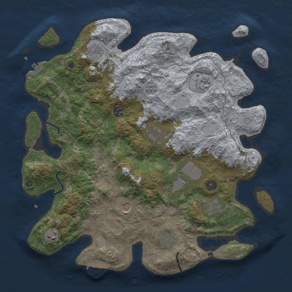 Rust Map: Procedural Map, Size: 4000, Seed: 870709515, 17 Monuments