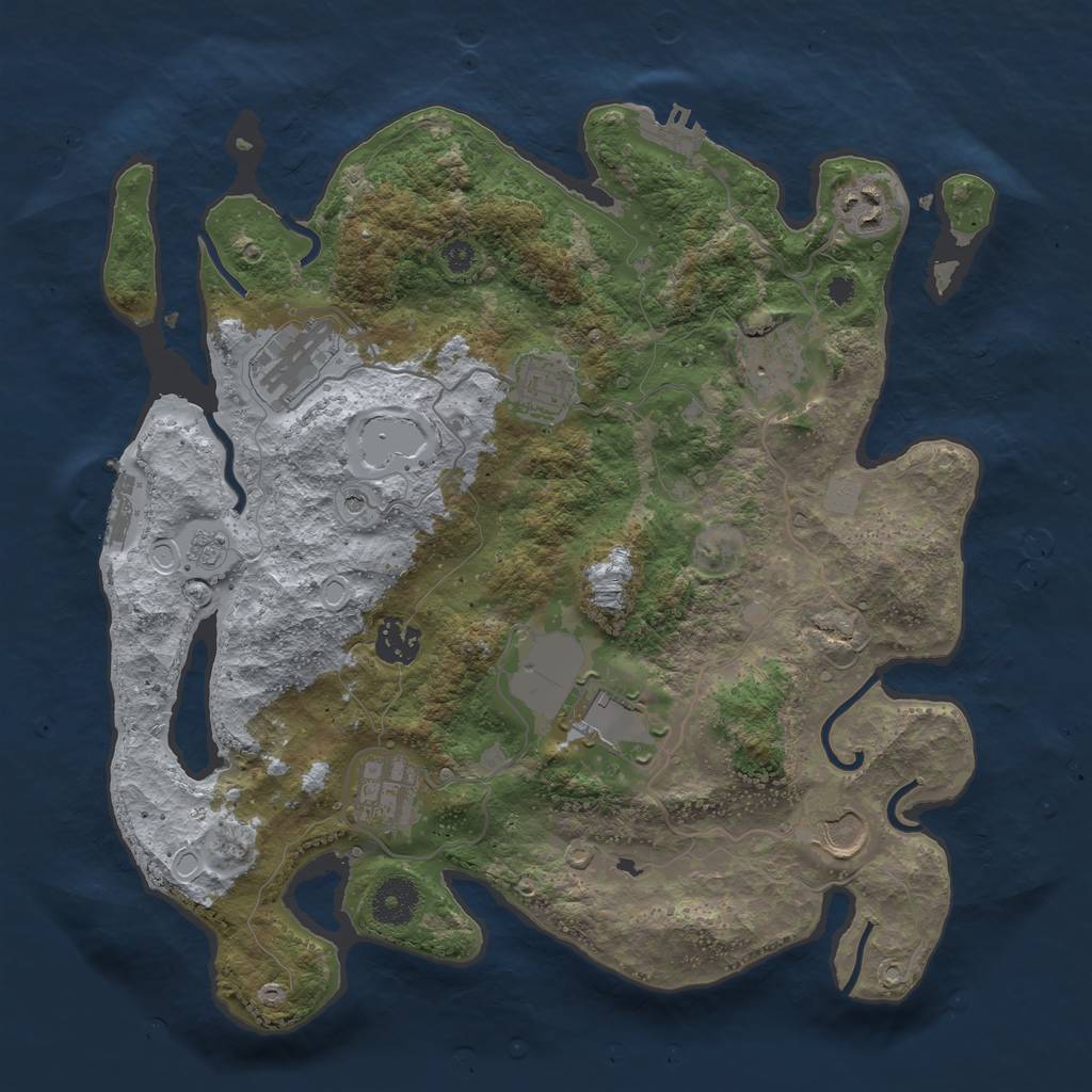 Rust Map: Procedural Map, Size: 3500, Seed: 1487437139, 15 Monuments