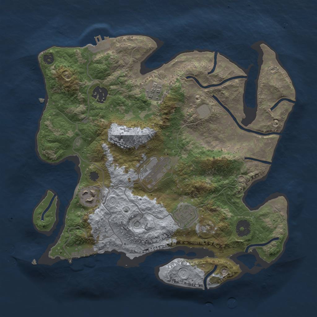 Rust Map: Procedural Map, Size: 3000, Seed: 25613, 11 Monuments