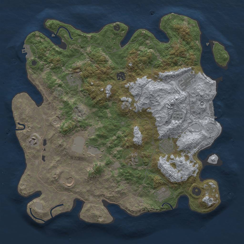 Rust Map: Procedural Map, Size: 4000, Seed: 2062971759, 17 Monuments