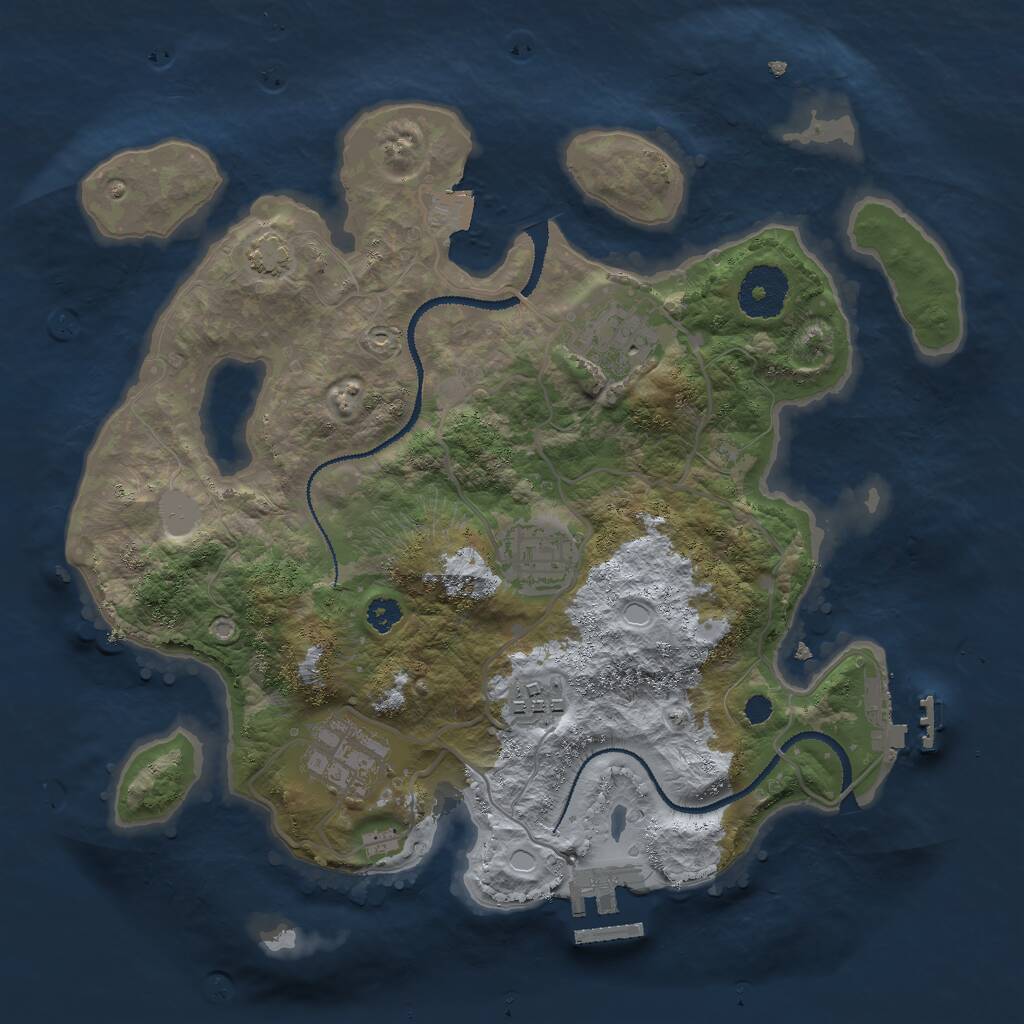 Rust Map: Procedural Map, Size: 3000, Seed: 1268330123, 8 Monuments