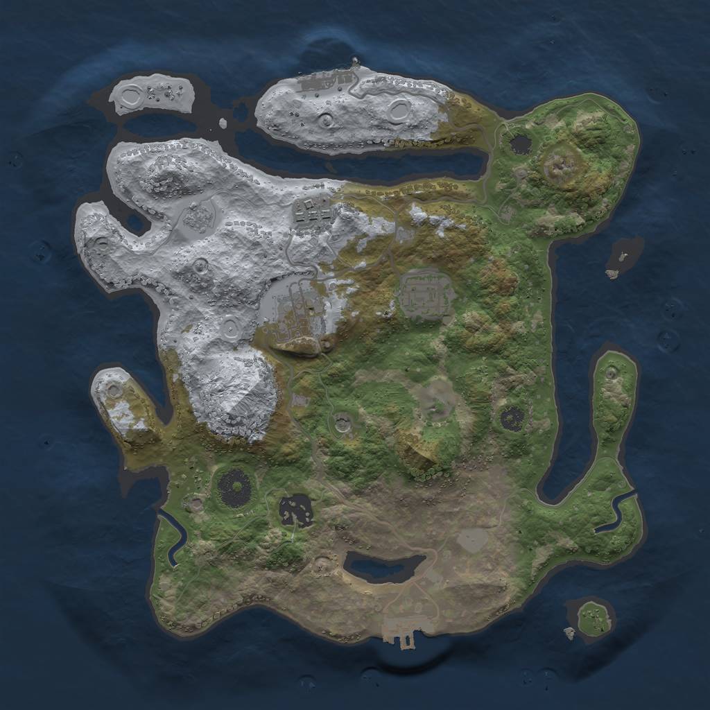 Rust Map: Procedural Map, Size: 3000, Seed: 1294794659, 11 Monuments