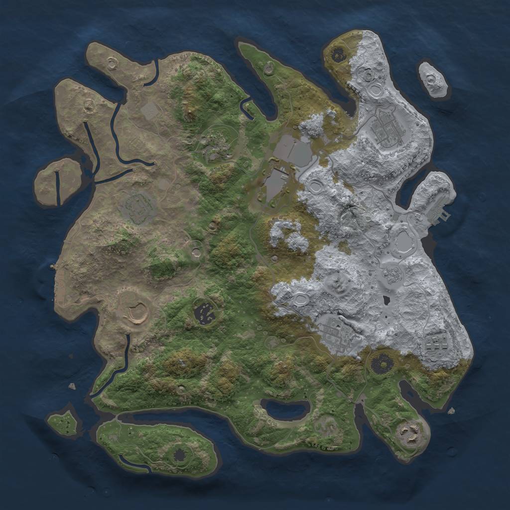 Rust Map: Procedural Map, Size: 3600, Seed: 6390783, 16 Monuments