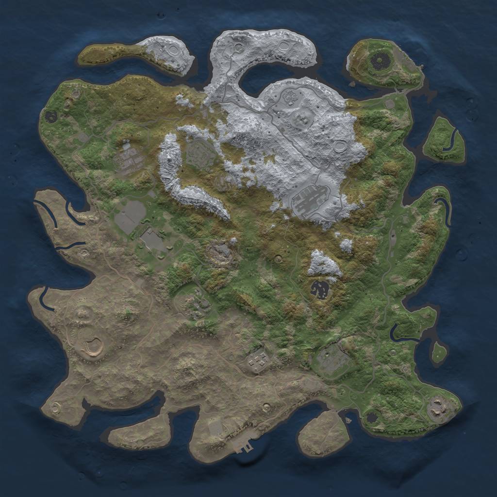 Rust Map: Procedural Map, Size: 4000, Seed: 1485858104, 17 Monuments
