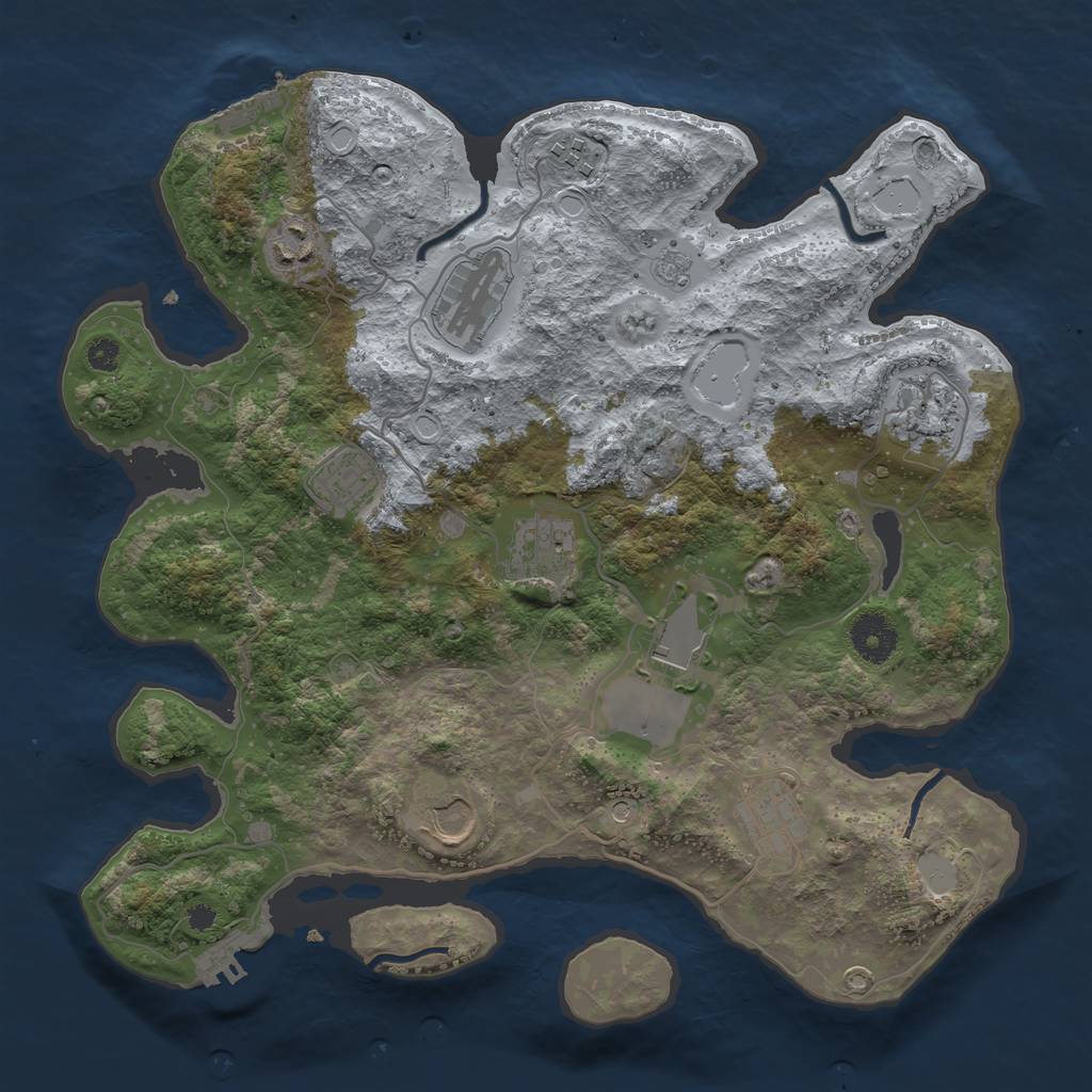 Rust Map: Procedural Map, Size: 3500, Seed: 41598860, 16 Monuments
