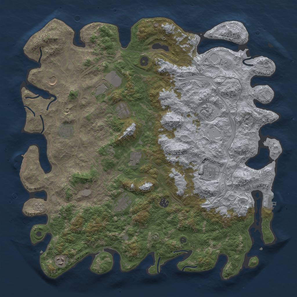 Rust Map: Procedural Map, Size: 4800, Seed: 1260002889, 18 Monuments