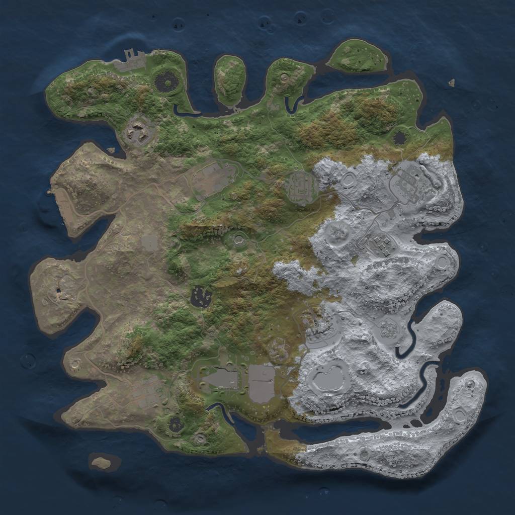 Rust Map: Procedural Map, Size: 3500, Seed: 490195450, 16 Monuments
