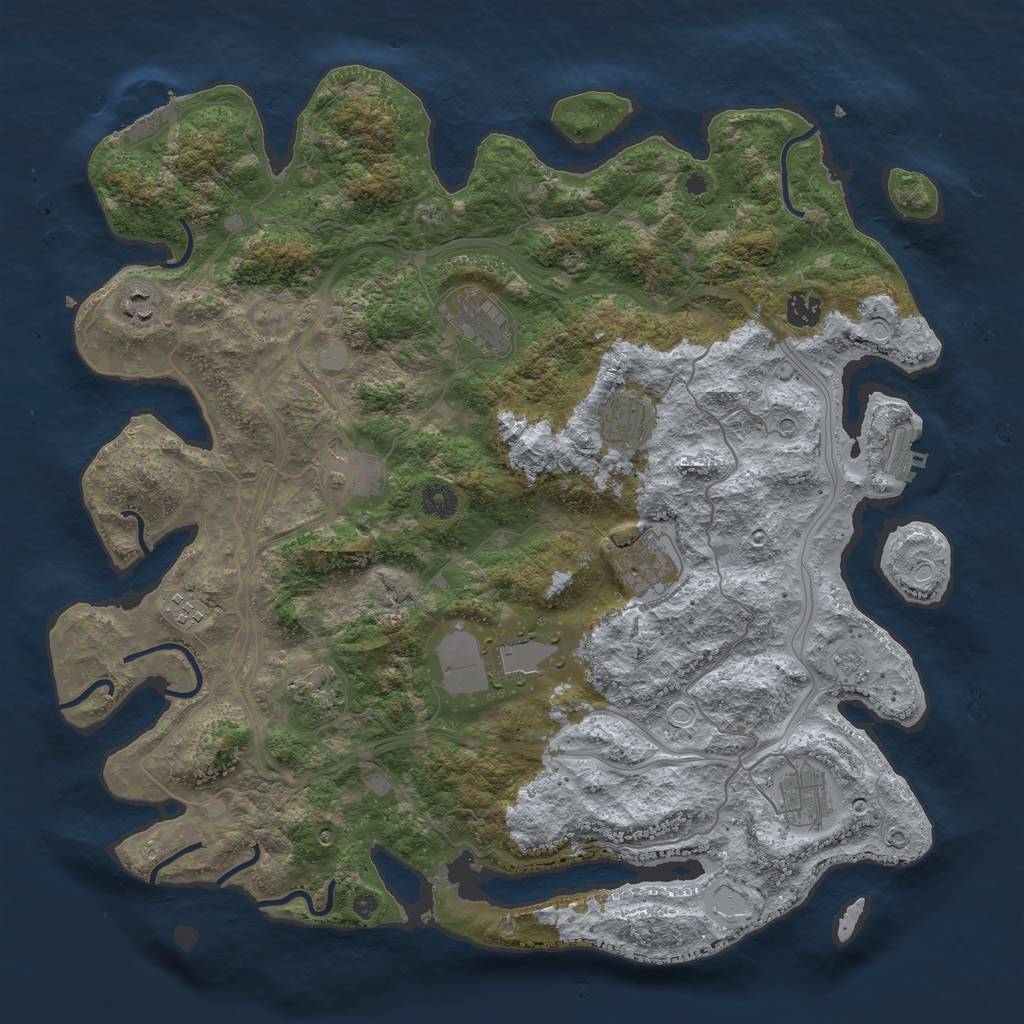 Rust Map: Procedural Map, Size: 4250, Seed: 490195450, 17 Monuments