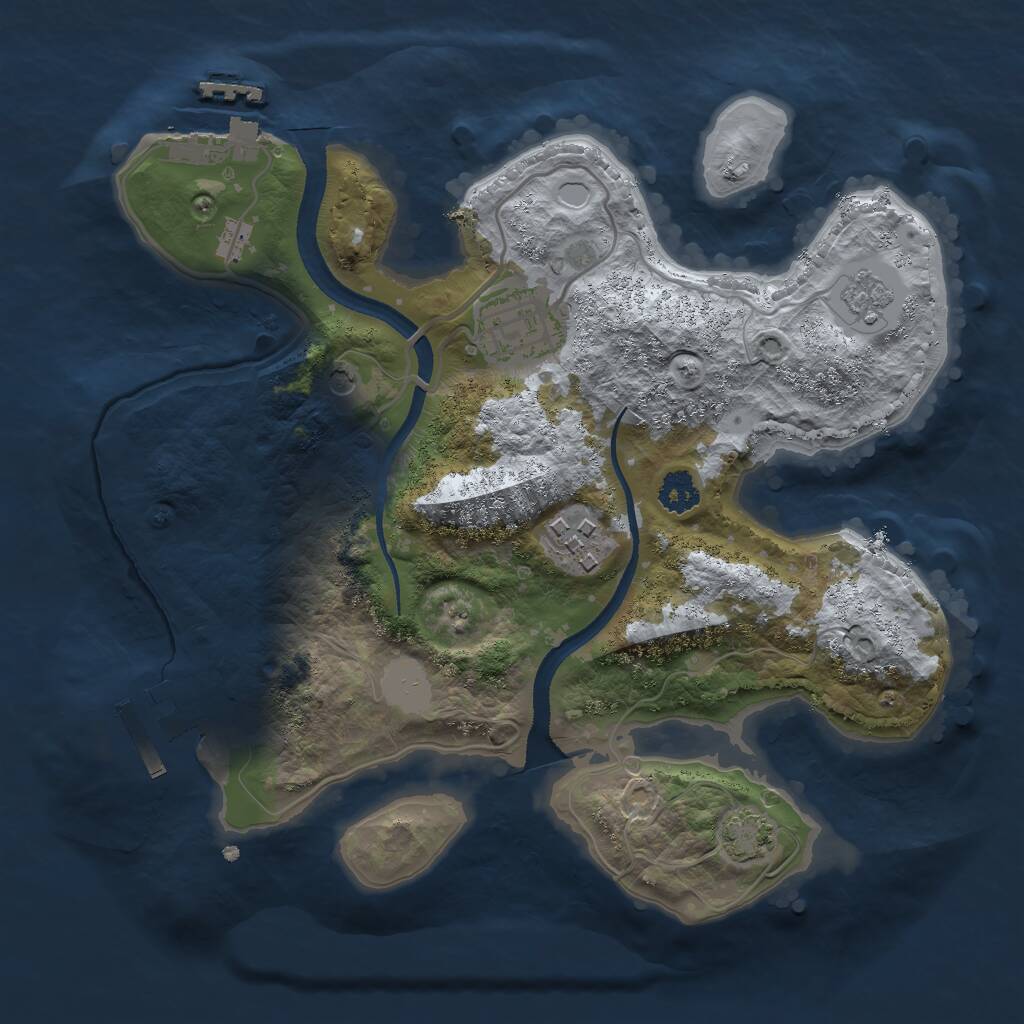 Rust Map: Procedural Map, Size: 2500, Seed: 897072, 8 Monuments