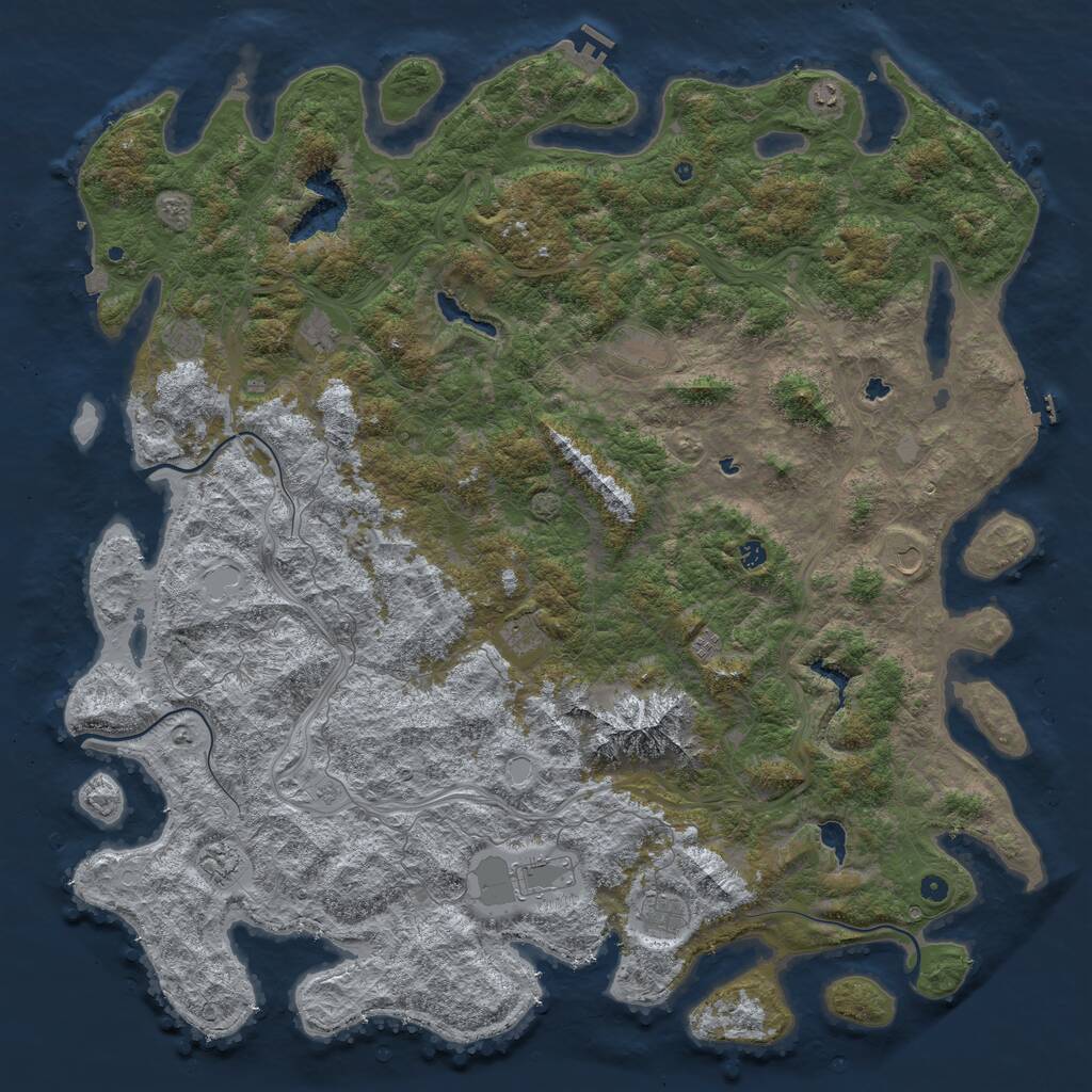 Rust Map: Procedural Map, Size: 6000, Seed: 90677456, 17 Monuments