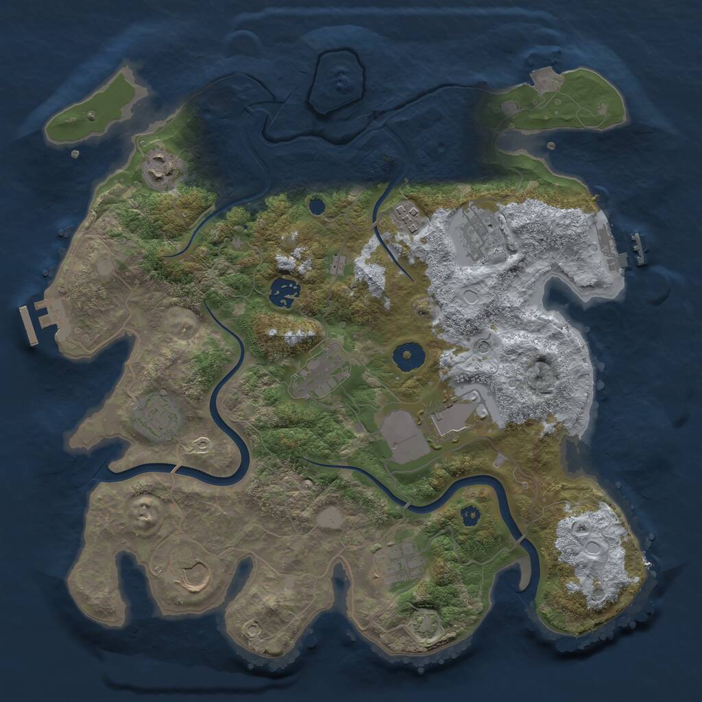 Rust Map: Procedural Map, Size: 3500, Seed: 1382875848, 14 Monuments