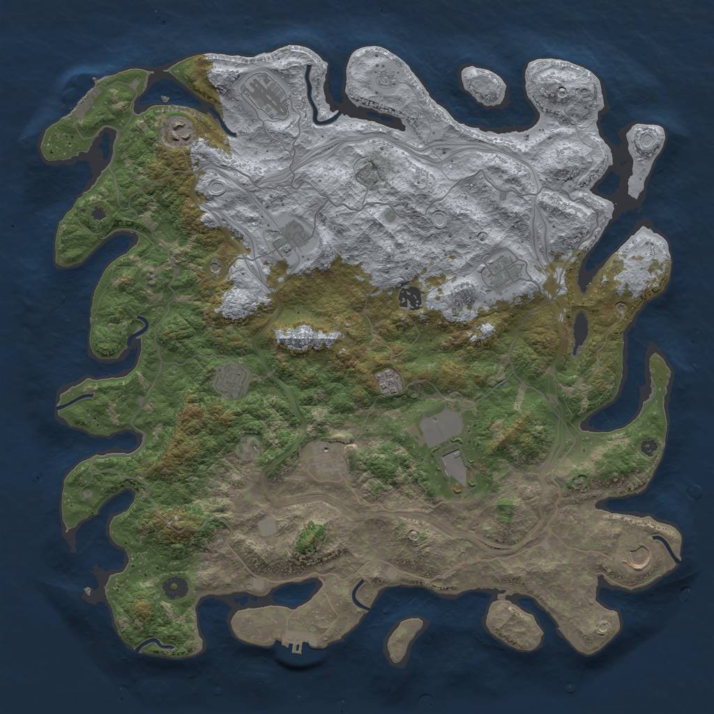 Rust Map: Procedural Map, Size: 4500, Seed: 1483296, 17 Monuments