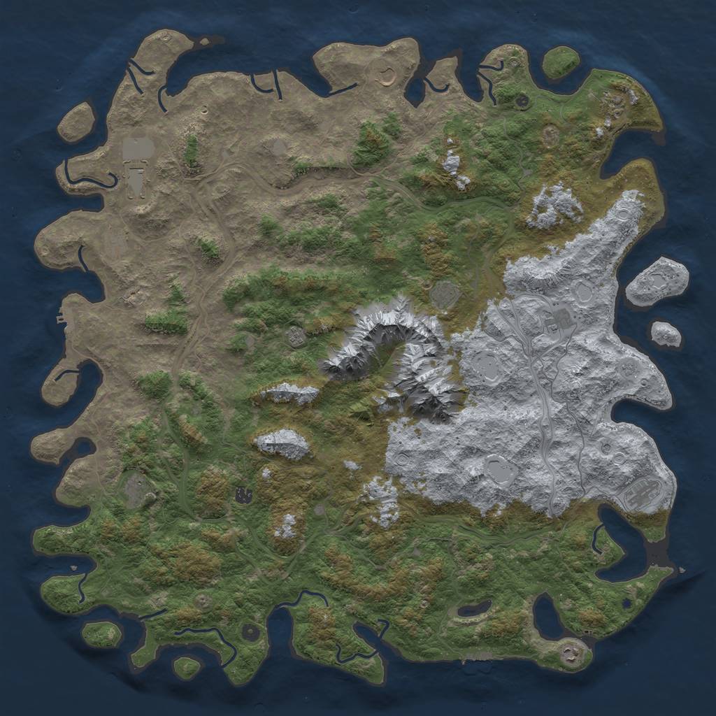 Rust Map: Procedural Map, Size: 6000, Seed: 115416669, 18 Monuments