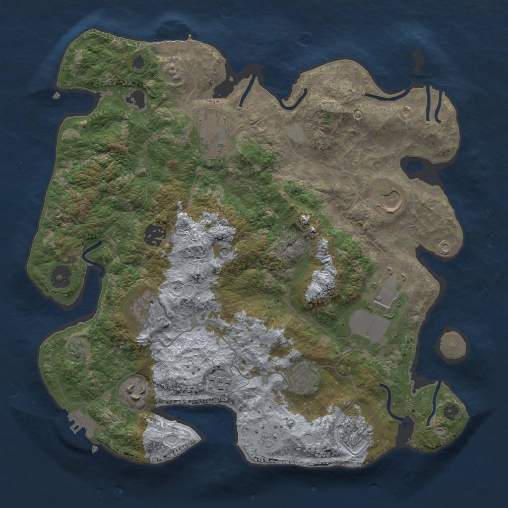 Rust Map: Procedural Map, Size: 3500, Seed: 716680812, 16 Monuments