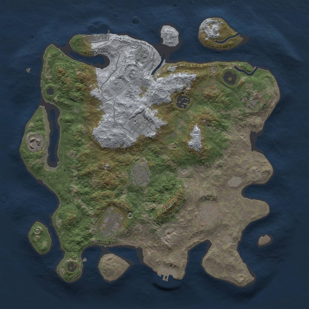 Rust Map: Procedural Map, Size: 3450, Seed: 123456789, 15 Monuments
