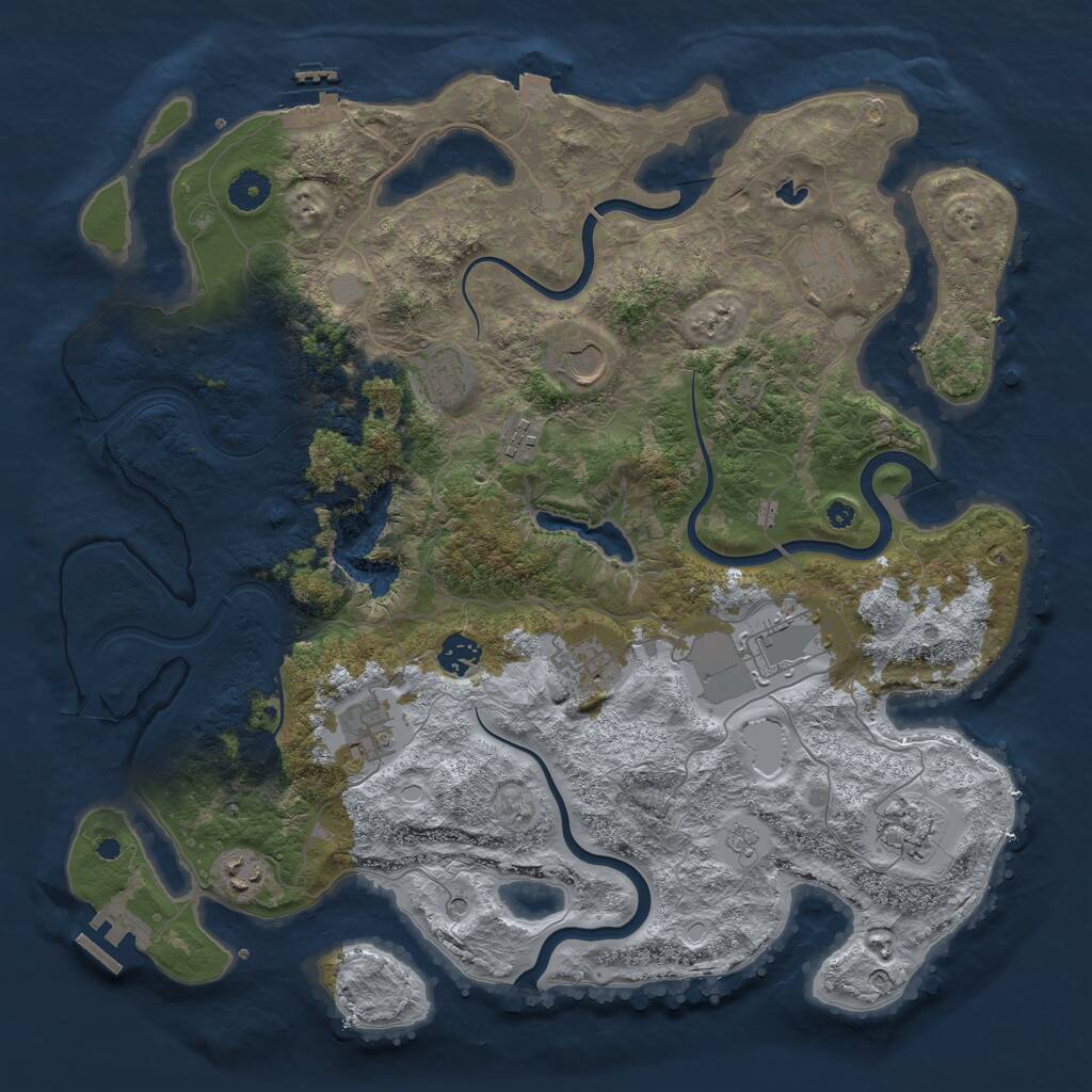 Rust Map: Procedural Map, Size: 4050, Seed: 264195833, 16 Monuments