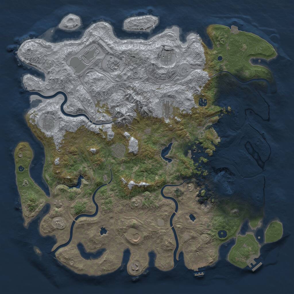 Rust Map: Procedural Map, Size: 5000, Seed: 1334161018, 17 Monuments