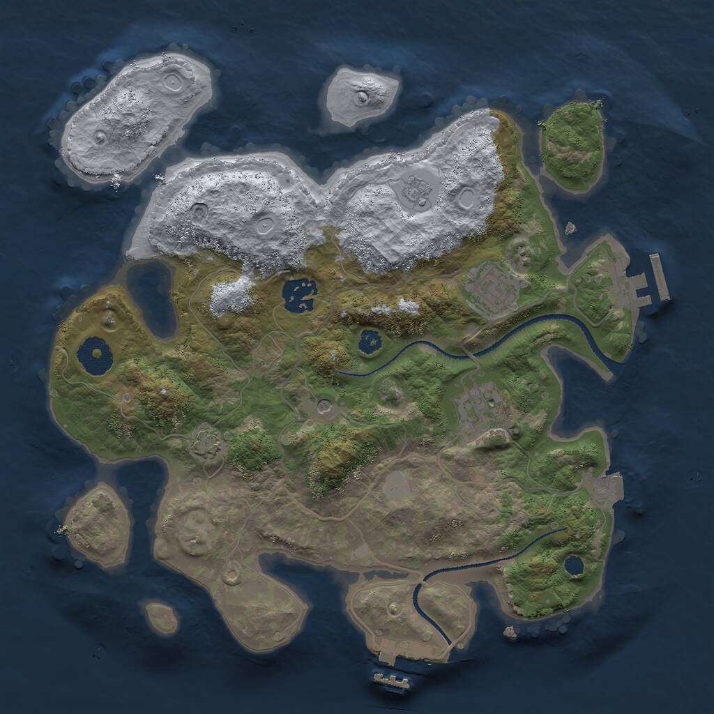 Rust Map: Procedural Map, Size: 3000, Seed: 15544, 9 Monuments