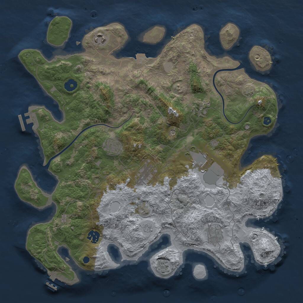 Rust Map: Procedural Map, Size: 3700, Seed: 1310541421, 14 Monuments