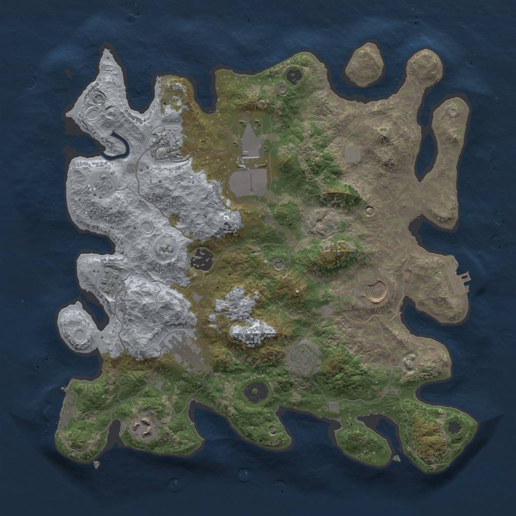 Rust Map: Procedural Map, Size: 3500, Seed: 90668709, 15 Monuments