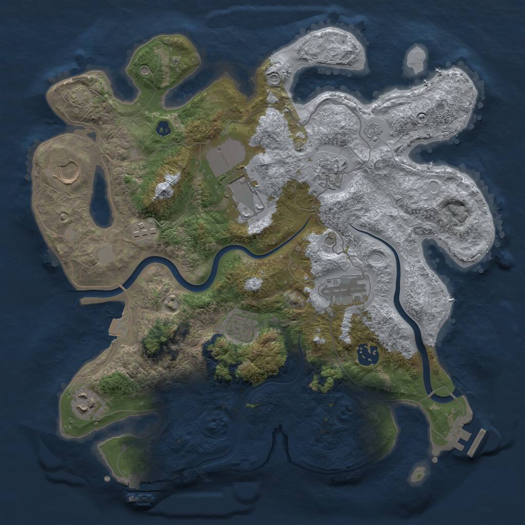 Rust Map: Procedural Map, Size: 3500, Seed: 1595621197, 14 Monuments