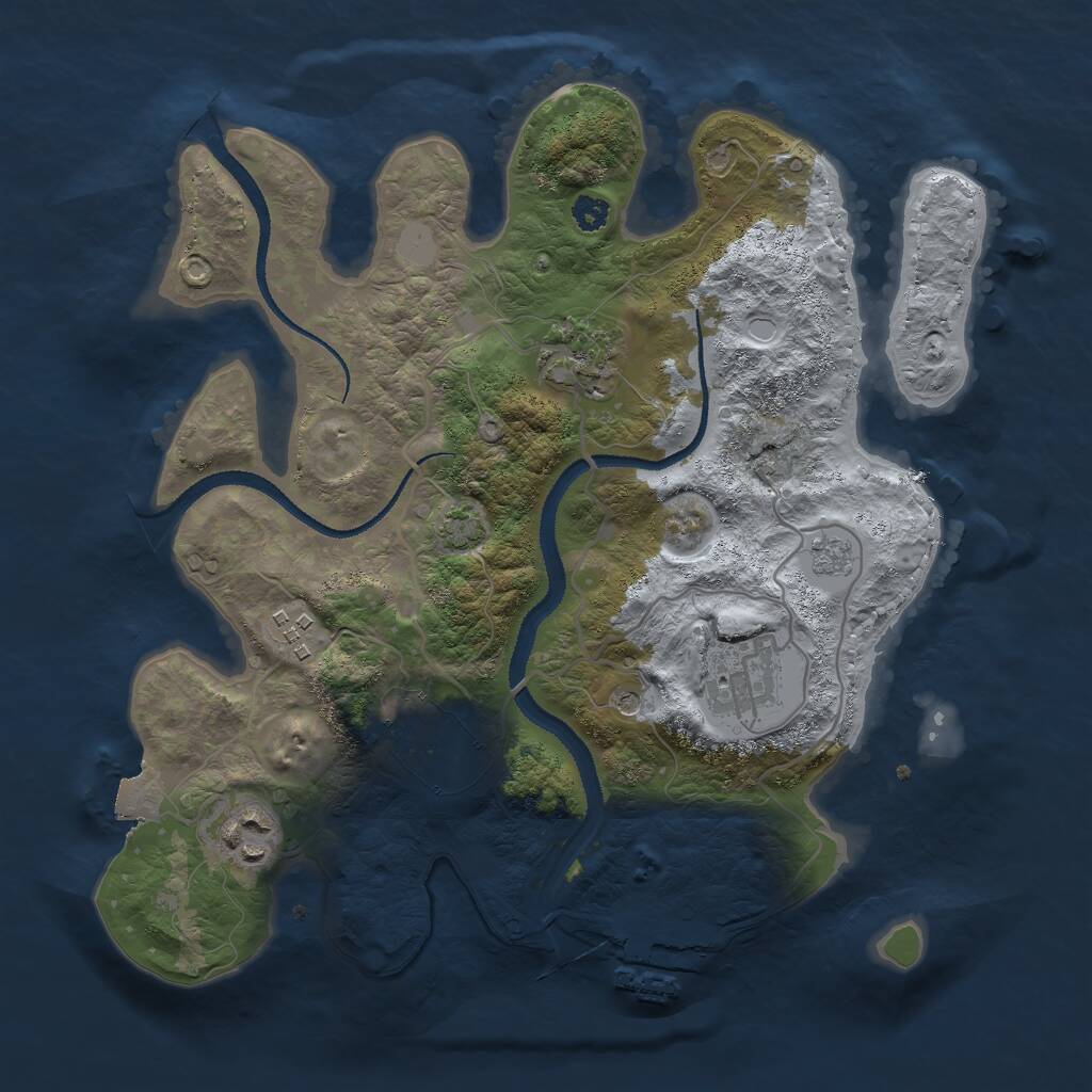 Rust Map: Procedural Map, Size: 3000, Seed: 30306, 10 Monuments