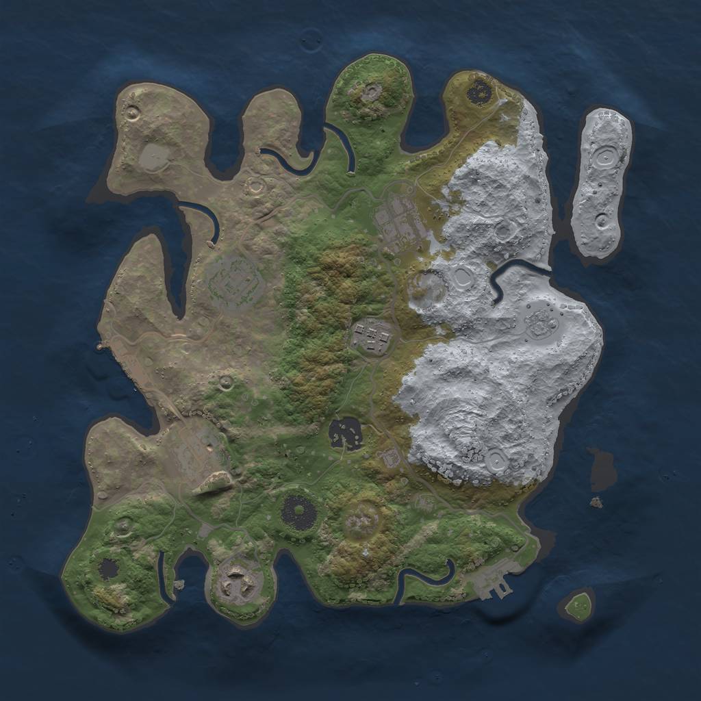 Rust Map: Procedural Map, Size: 3000, Seed: 30306, 12 Monuments