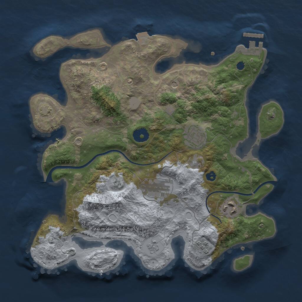 Rust Map: Procedural Map, Size: 3000, Seed: 10695, 9 Monuments