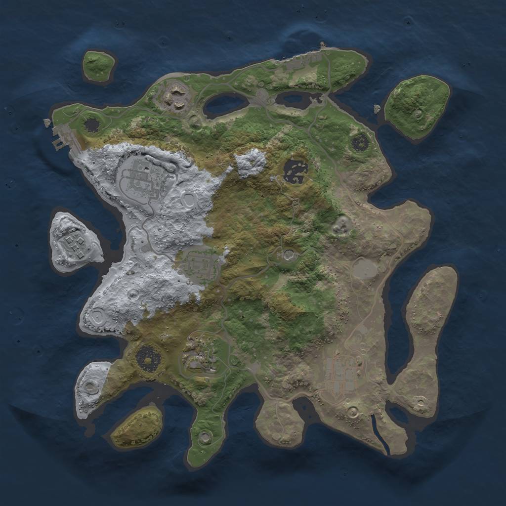 Rust Map: Procedural Map, Size: 3000, Seed: 25461, 13 Monuments