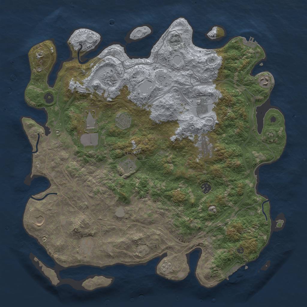 Rust Map: Procedural Map, Size: 4500, Seed: 8180, 18 Monuments