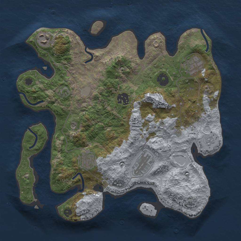 Rust Map: Procedural Map, Size: 3000, Seed: 31964, 10 Monuments