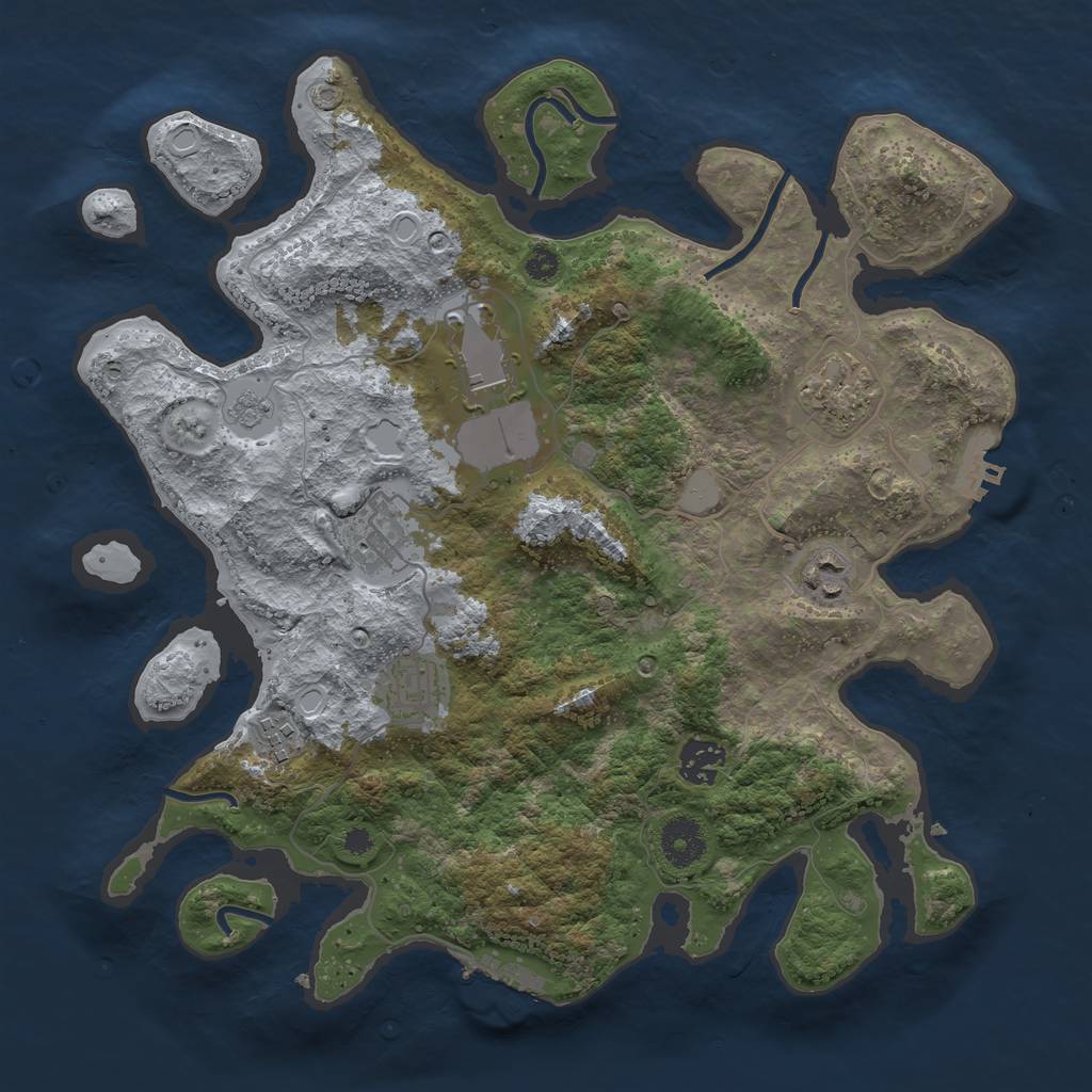 Rust Map: Procedural Map, Size: 3500, Seed: 837844919, 13 Monuments