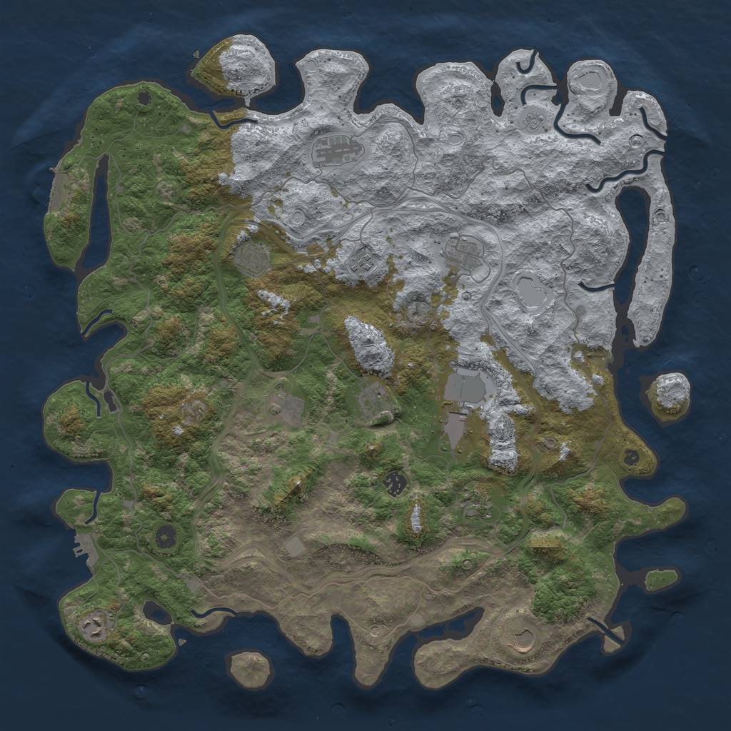 Rust Map: Procedural Map, Size: 4800, Seed: 1327690551, 18 Monuments