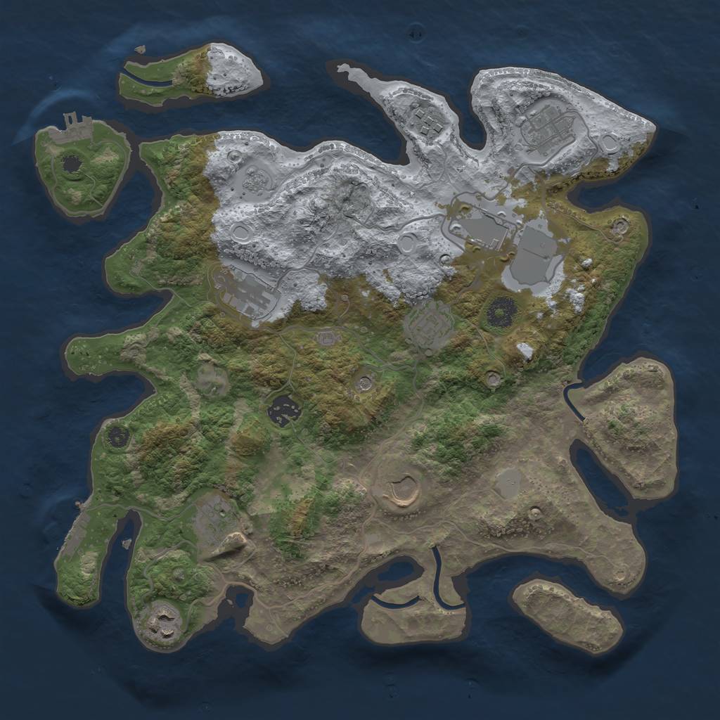 Rust Map: Procedural Map, Size: 3500, Seed: 1382284962, 16 Monuments