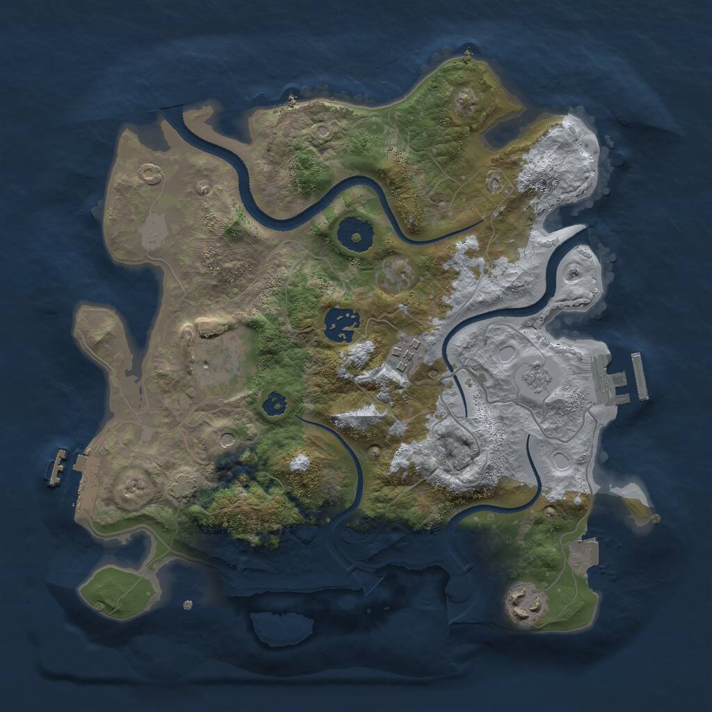 Rust Map: Procedural Map, Size: 3000, Seed: 14186, 10 Monuments