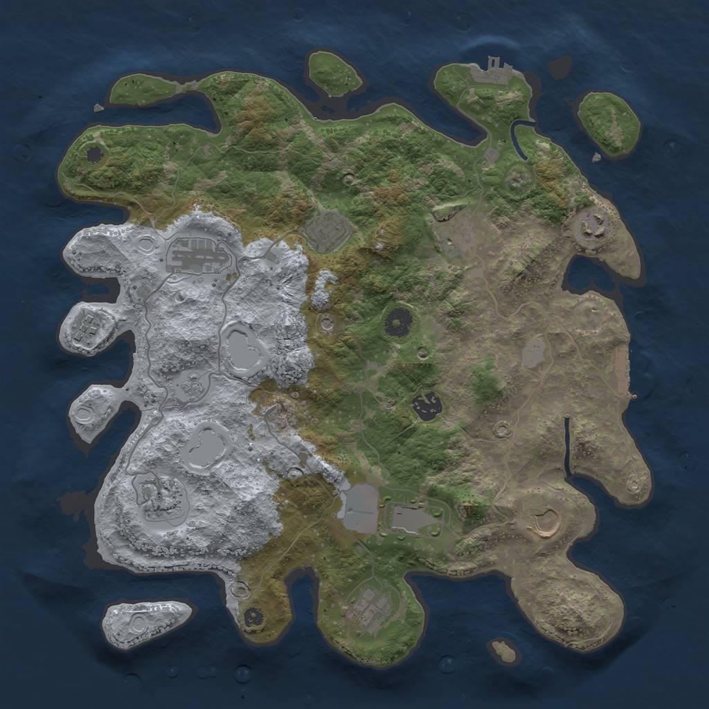 Rust Map: Procedural Map, Size: 3750, Seed: 110328673, 17 Monuments