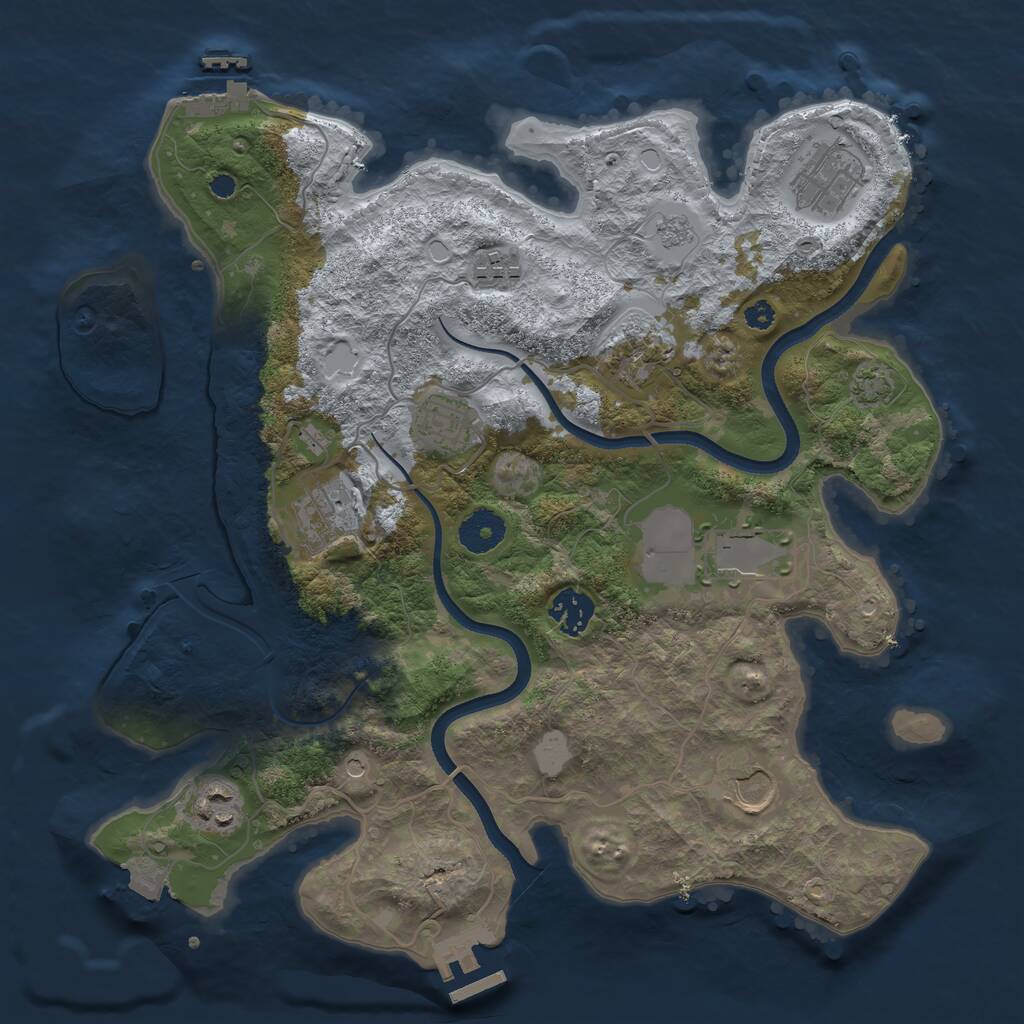 Rust Map: Procedural Map, Size: 3500, Seed: 491124566, 15 Monuments