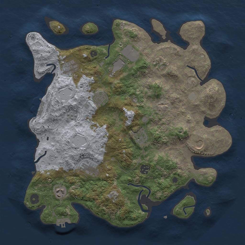 Rust Map: Procedural Map, Size: 3750, Seed: 940819107, 17 Monuments