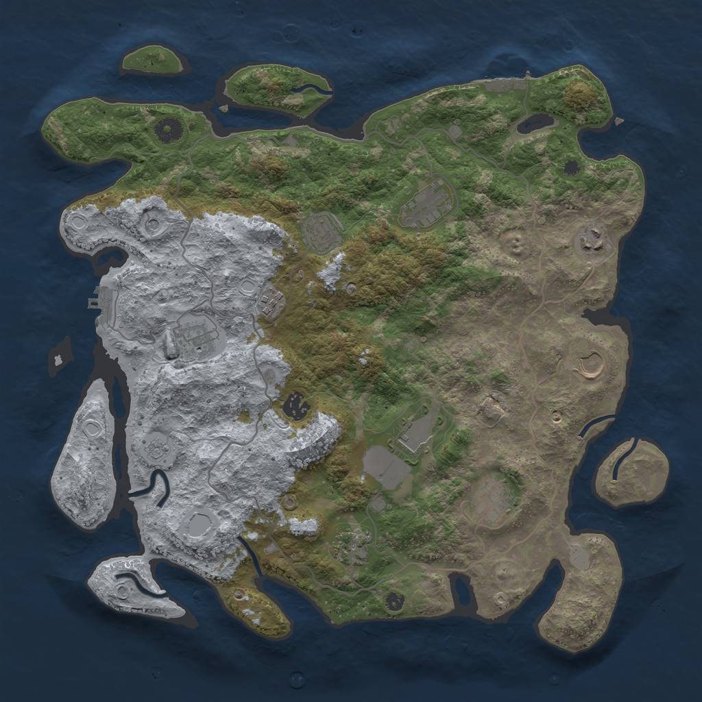 Rust Map: Procedural Map, Size: 4000, Seed: 1624423386, 17 Monuments