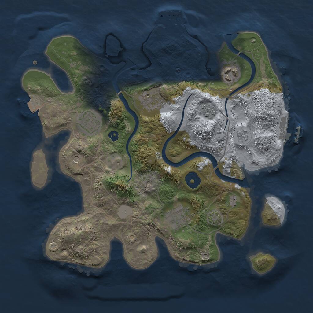 Rust Map: Procedural Map, Size: 3000, Seed: 7498, 11 Monuments