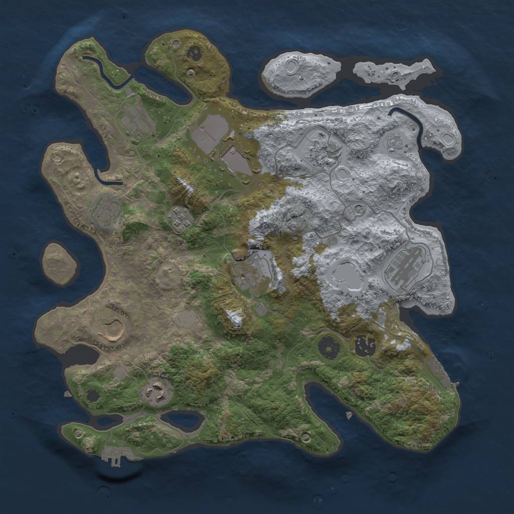 Rust Map: Procedural Map, Size: 3500, Seed: 156961711, 17 Monuments