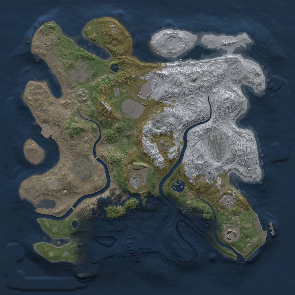 Rust Map: Procedural Map, Size: 3500, Seed: 156961711, 14 Monuments
