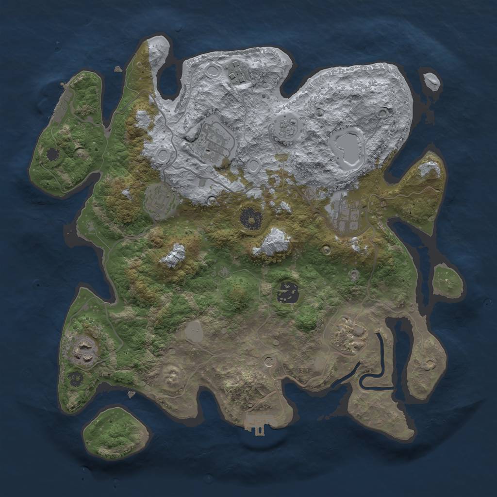 Rust Map: Procedural Map, Size: 3300, Seed: 1259642597, 14 Monuments